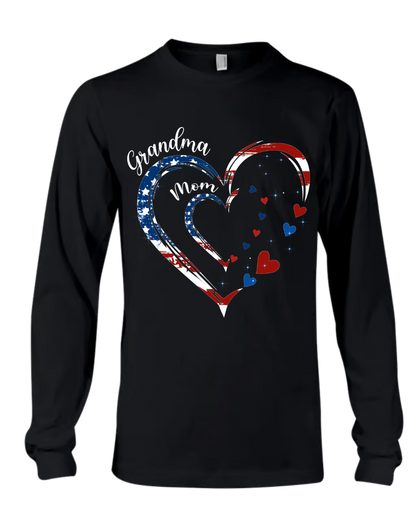 America Flag Heart Mom Grandma And Kids Custom Name CTH01
