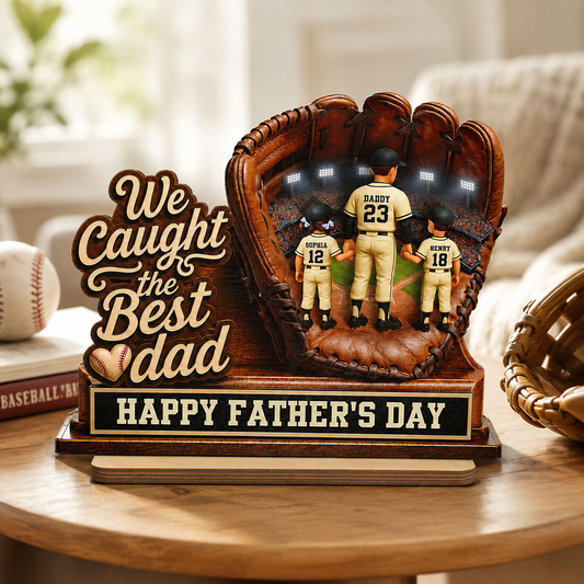 We Caught The Best Dad Dad & Kids In Glove - Personalized