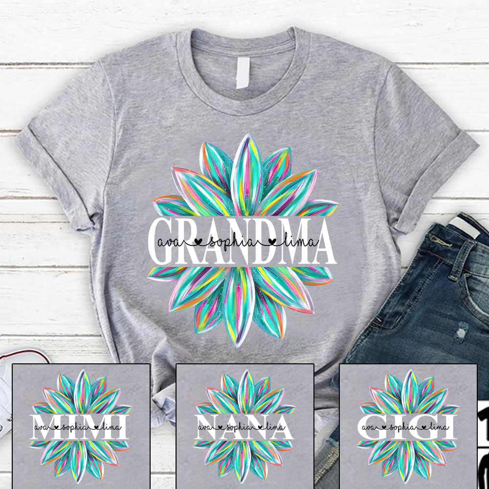 Custom Grandma Flower Color With Grandkids Mother's Day TH