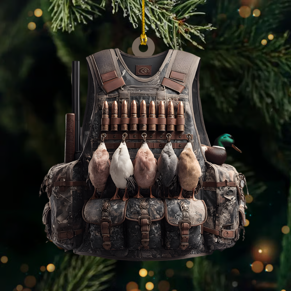 Personalized Duck Hunter Ornament 2025 – Custom Name Hunting Vest Christmas Ornament, Gift for Hunters & Outdoorsmen Ornament