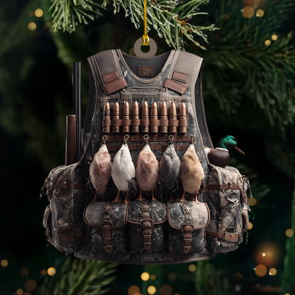 Personalized Duck Hunter Ornament 2025 – Custom Name Hunting Vest Christmas Ornament, Gift for Hunters & Outdoorsmen Ornament
