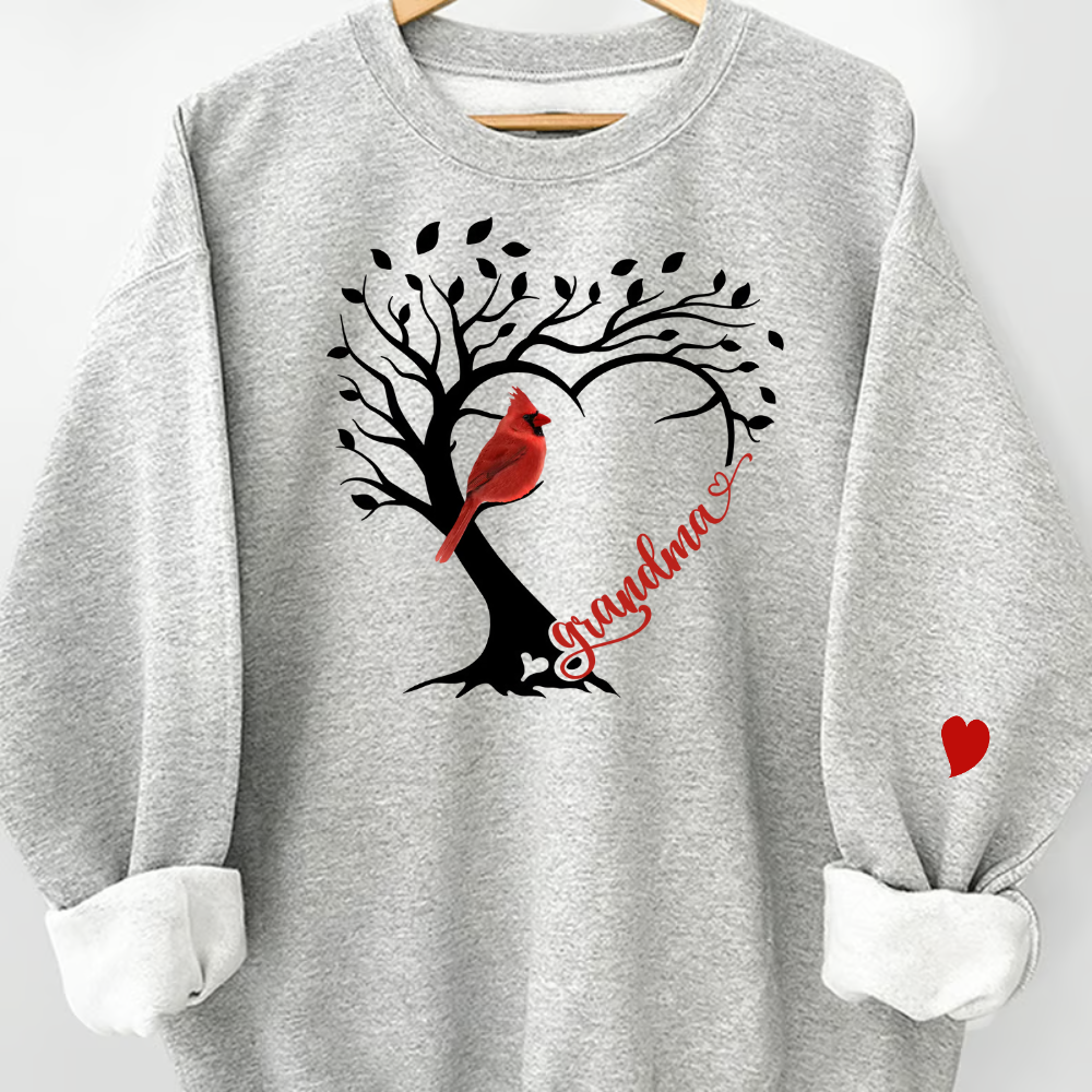 Personalized Grandma Cardinal Tree Heart T-Shirt, Personalized Grandma Gift, Customized Mother's Day Shirt, Grandchildren