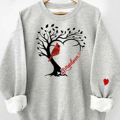 Personalized Grandma Cardinal Tree Heart T-Shirt, Personalized Grandma Gift, Customized Mother's Day Shirt, Grandchildren
