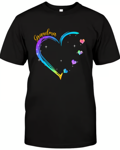 Grandma And Grandkids Hearts Paint Splatter T-Shirt