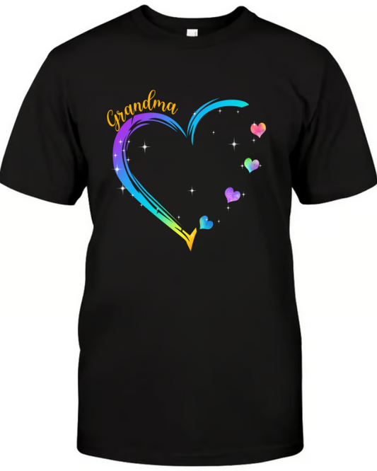 Grandma And Grandkids Hearts Paint Splatter T-Shirt