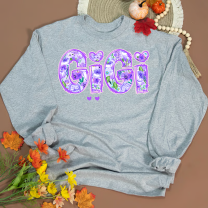 Gigi Purple Flower Gigi And Grandkids Personalized T-Shirt