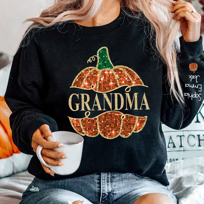 Grandma  Pumpkin And Grandkids Sweatshirt