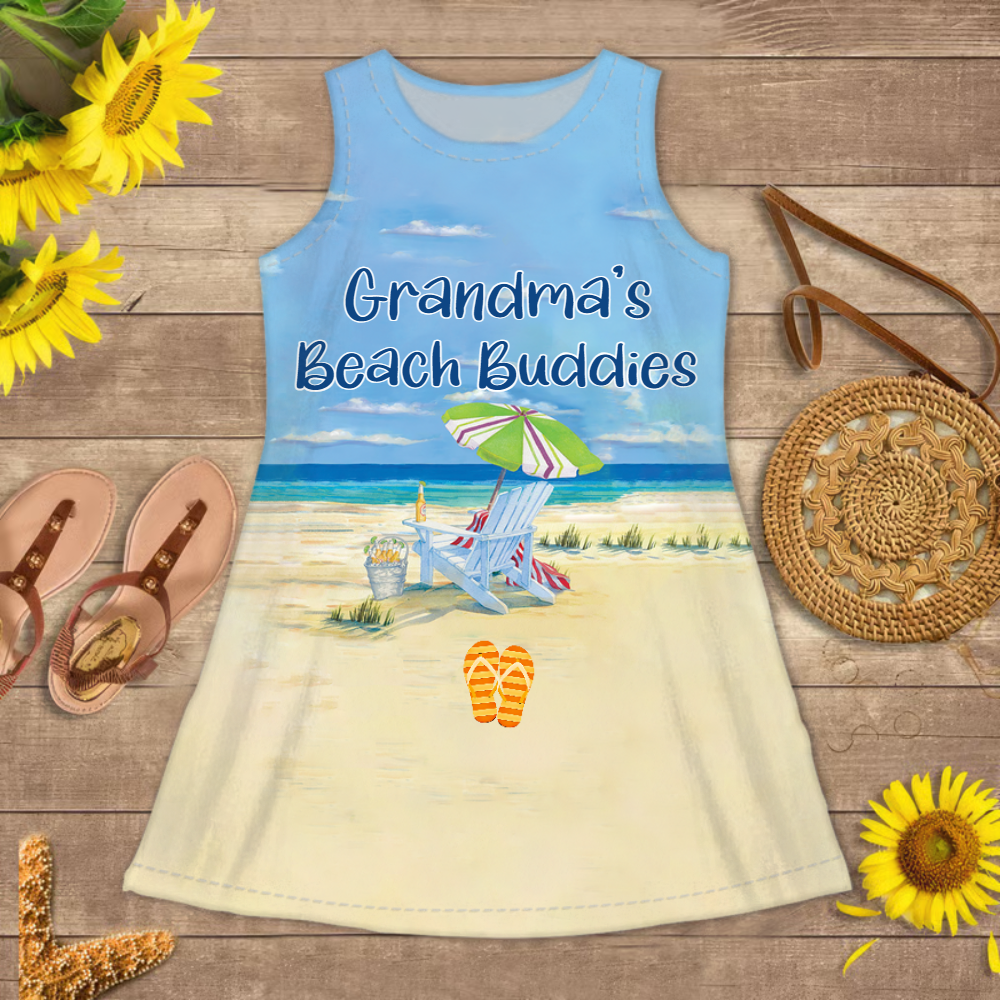 Grandma's Beach Buddies Summer And Grandkids Sleeveless Dress Sleeveless Dress