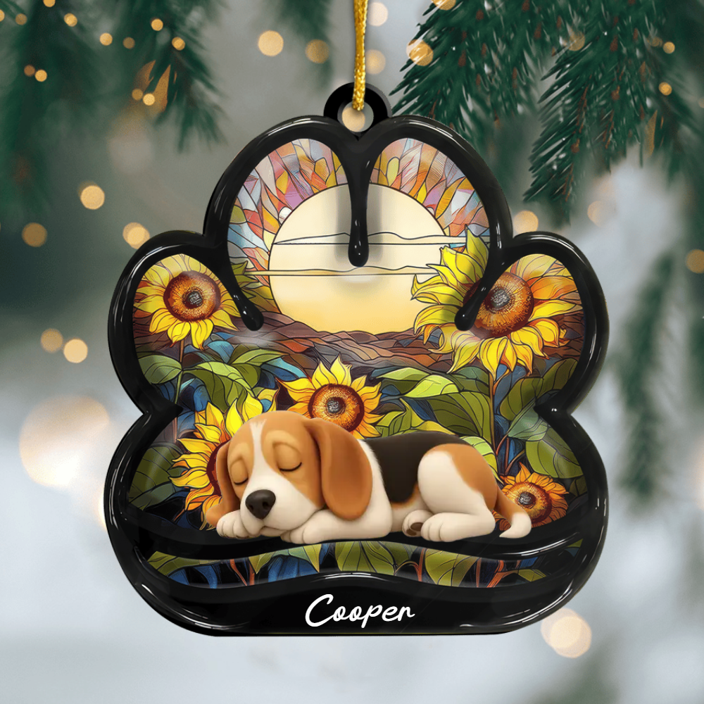 Custom American Foxhound Pawprint Acrylic Ornament – Personalized Pet Memorial Keepsake for Christmas Ornament