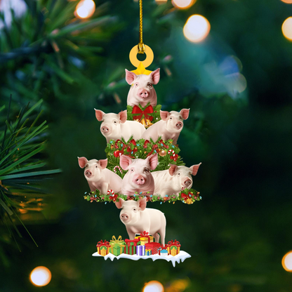 Personalized Cute Pig Christmas Tree Ornament 2025 – Farm Animal Holiday Decoration with Adorable Piglets Ornament