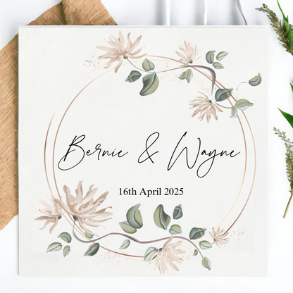 Personalized Wedding Napkins with Names & Date – Elegant Floral Design Napkinds