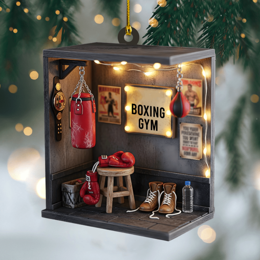 Personalized Boxing Gym Ornament 2025 – Custom Name Sports Christmas Decoration for Boxers and Fitness Lovers Ornament