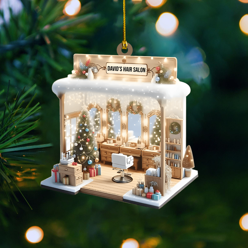 Personalized Hair Stylist Salon Ornament – Custom Name Beauty Studio Christmas Decoration, Gift for Hairdressers and Cosmetologists Ornament