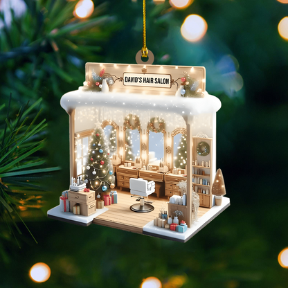 Personalized Hair Stylist Salon Ornament – Custom Name Beauty Studio Christmas Decoration, Gift for Hairdressers and Cosmetologists Ornament