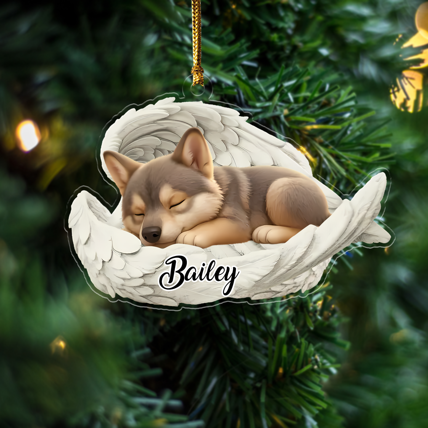 Custom Czechoslovakian Wolfdog Ornament – Personalized Sleeping Dog Christmas Gift for Dog Lovers, Pet Memorial Tree Decoration Ornament