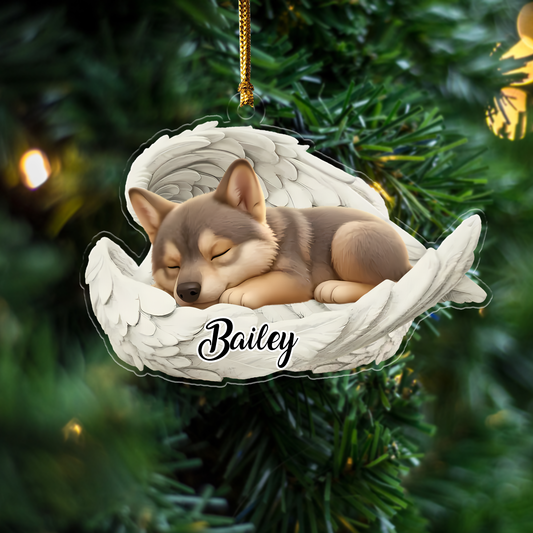 Custom Czechoslovakian Wolfdog Ornament – Personalized Sleeping Dog Christmas Gift for Dog Lovers, Pet Memorial Tree Decoration Ornament