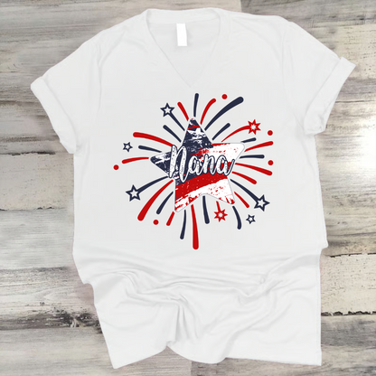 Personalized MIMI Fireworks America Flag Shirt – Custom Grandma Tee with Grandkids Names