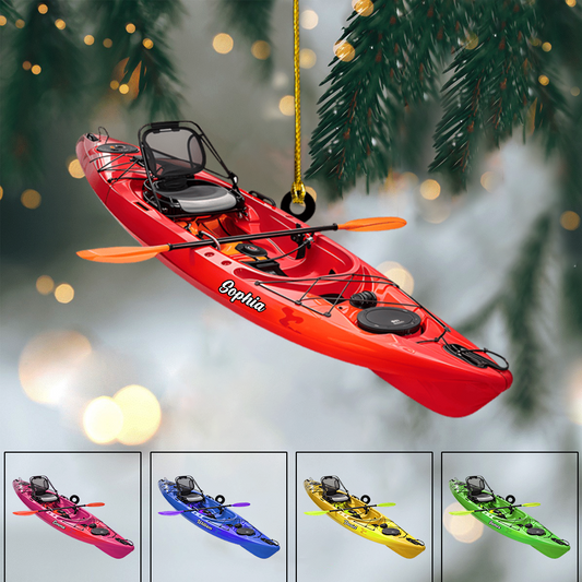 Personalized Kayak Ornament – Custom Name & Color Kayaking Christmas Decoration, Perfect Gift for Kayakers and Outdoor Lovers Ornament