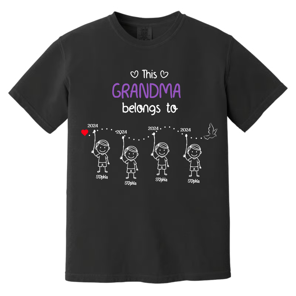 Personalized Grandma Shirt with Kids Names & Birth Years, Custom Family Timeline T-Shirt Gift