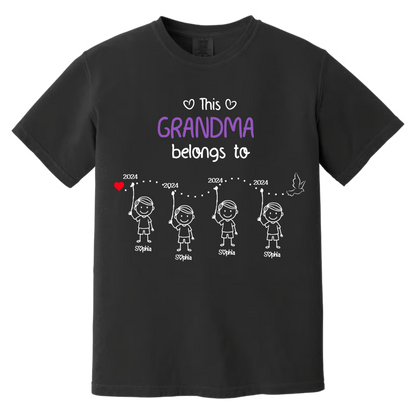 Personalized Grandma Shirt with Kids Names & Birth Years, Custom Family Timeline T-Shirt Gift