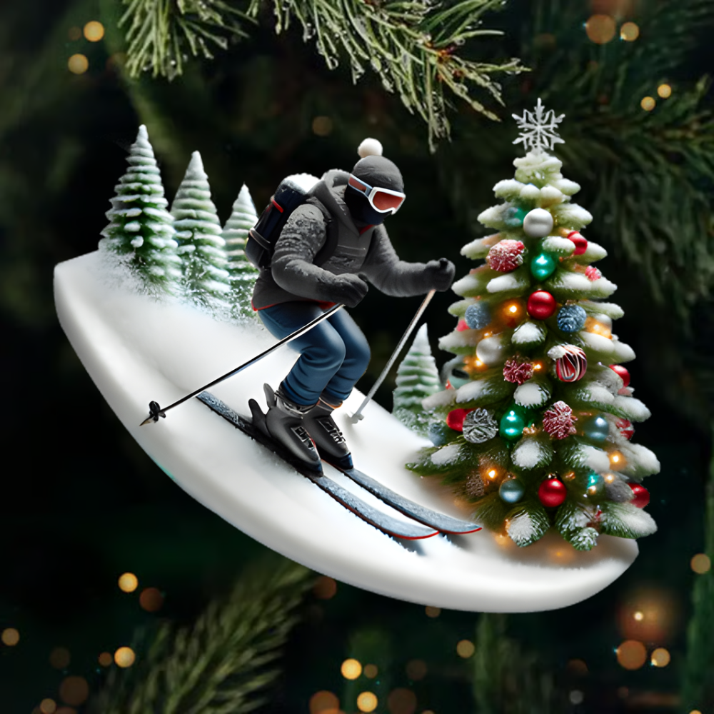 Custom Skiing Ornament – Personalized Snow Ski Ornament 2025 with Name, Winter Christmas Tree Decoration Ornament