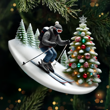 Custom Skiing Ornament – Personalized Snow Ski Ornament 2025 with Name, Winter Christmas Tree Decoration Ornament