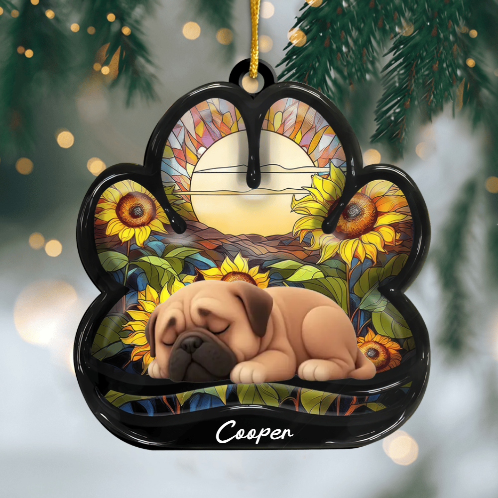 Custom Bullmastiff Pawprint Acrylic Ornament – Personalized Pet Memorial Keepsake for Christmas Ornament