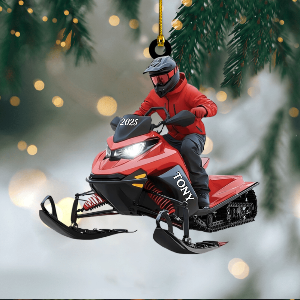 Personalized Snowmobile Rider Ornament 2025, Custom Acrylic Decoration, Unique Christmas Gift For Riders And Winter Sports Lovers Ornament
