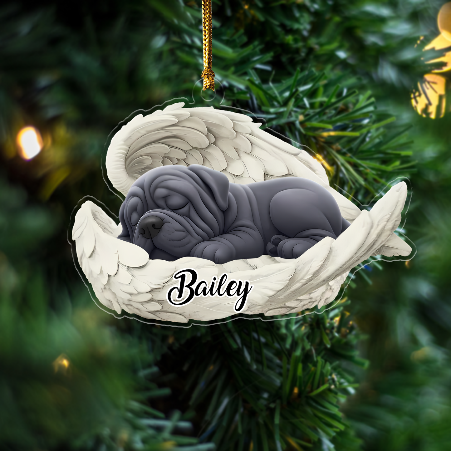 Custom Neapolitan Mastiff Angel Ornament – Personalized Sleeping Dog Christmas Gift for Dog Lovers, Pet Memorial Tree Decoration Ornament
