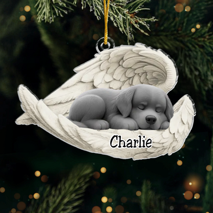 Custom Newfoundland Angel Ornament – Personalized Sleeping Dog Christmas Gift for Dog Lovers, Pet Memorial Tree Decoration Ornament