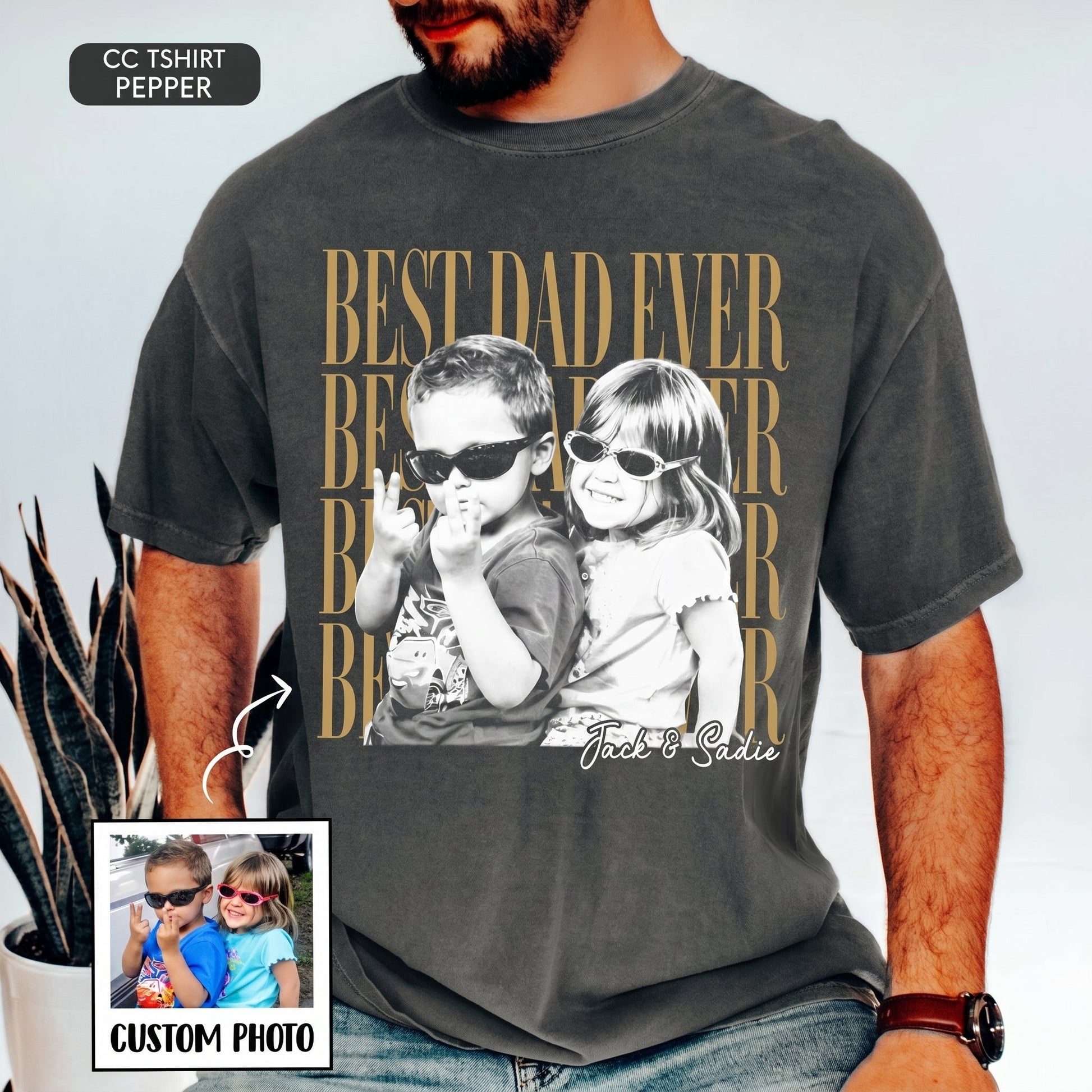 Custom Dad Vintage Photo Shirt: Personalized Fathers Day Shirt With Kids Photo