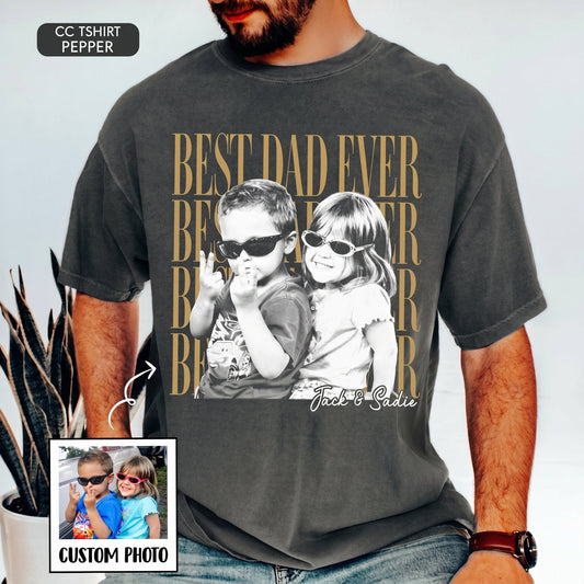 Custom Dad Vintage Photo Shirt: Personalized Fathers Day Shirt With Kids Photo