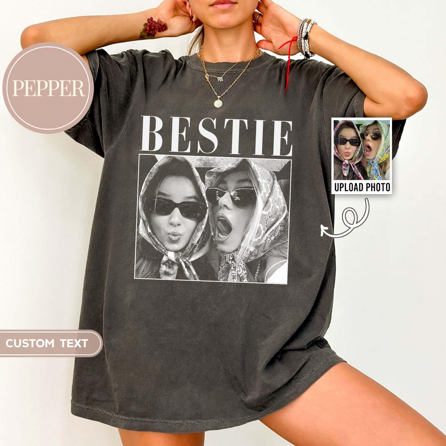 Personalised Bestie Shirt, Comfort Colors Custom Photo Best Friend Shirt, Friendship Gift