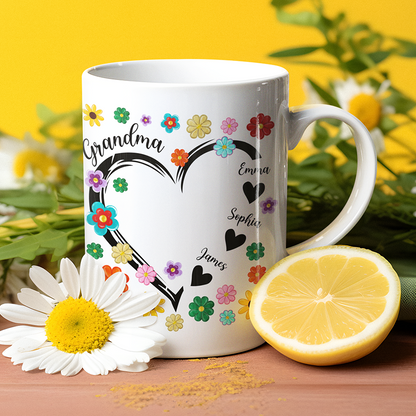 Personalized Grandma Heart flower 2024 Mug