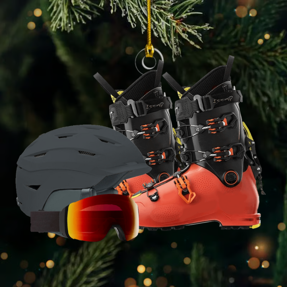 Skiing Ornament 2025 – Personalized Ski Gear Ornament with Name, Custom Winter Holiday Decoration Ornament