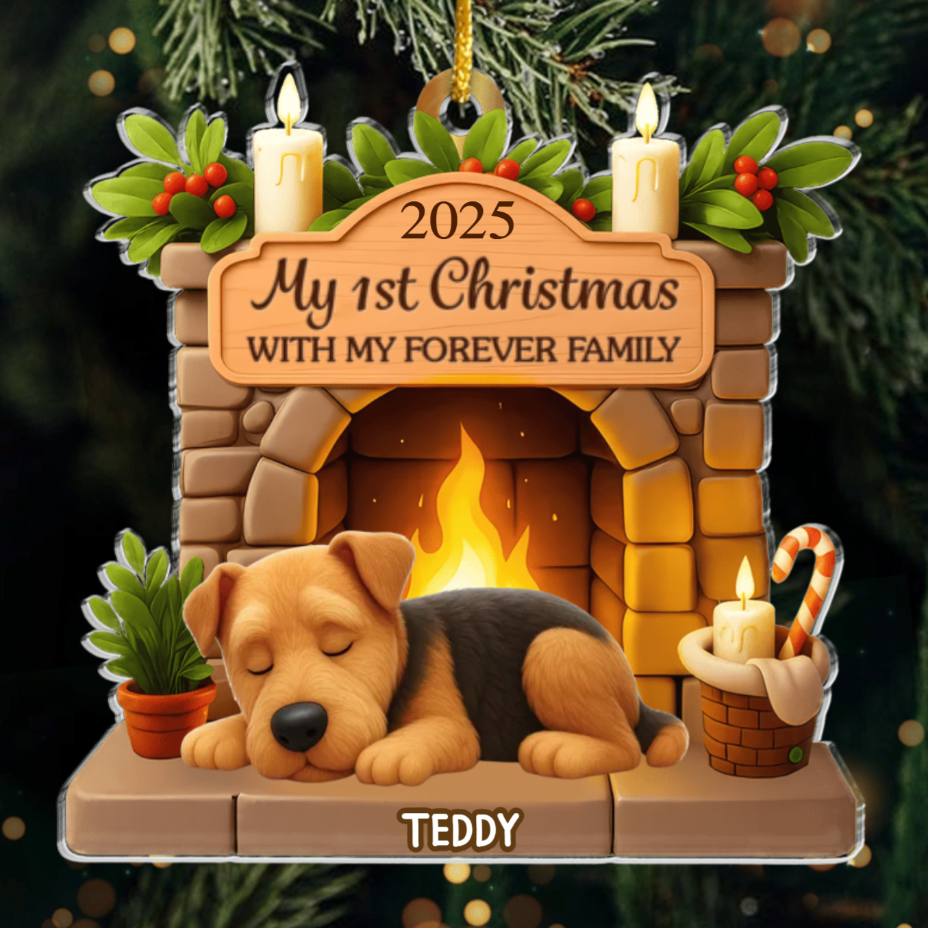 Custom Airedale Acrylic Ornament, Custom Pet Design, Unique Christmas Gift for Dog Moms, Dads & Animal Lovers Ornament
