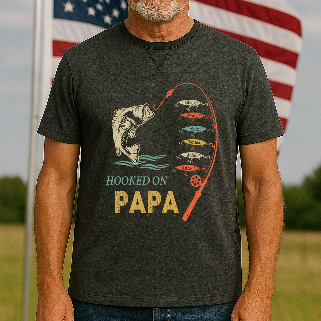 Personalized Hooked On Grandpa And Grandkids vintage