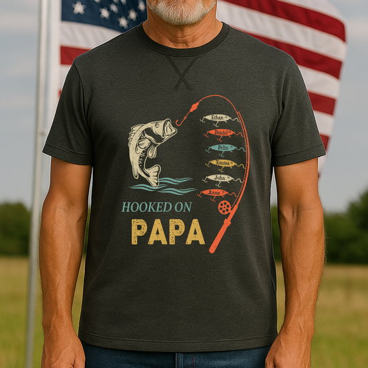 Personalized Hooked On Grandpa And Grandkids vintage