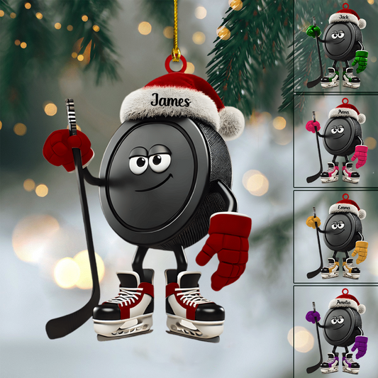 Personalized Hockey Ornament 2025 – Custom Name Puck Christmas Ornament, Funny Gift for Hockey Players & Fans Ornament