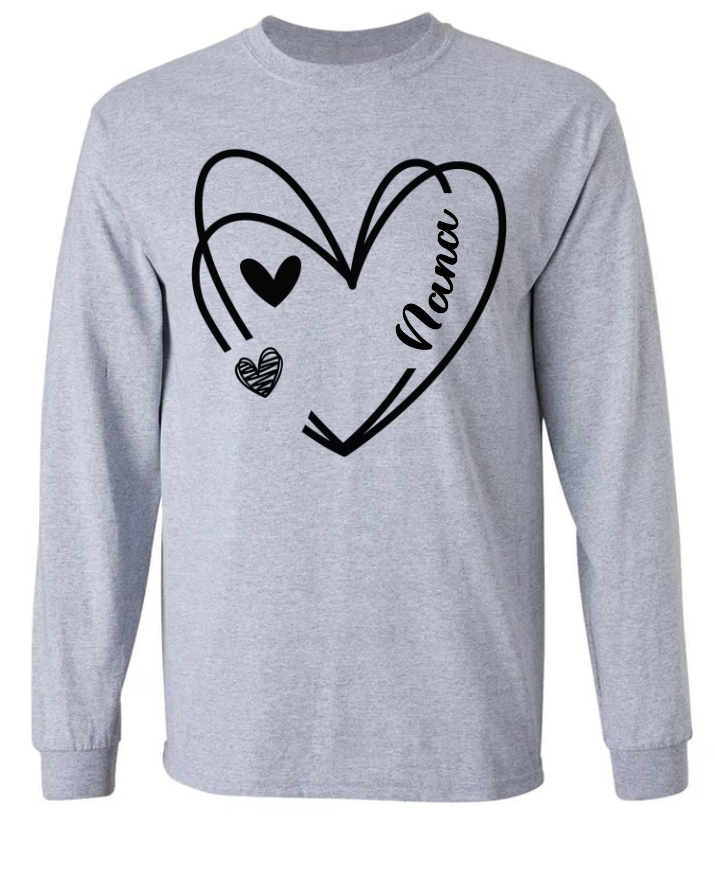 Nana And Kids Hand Draw Heart Custom Name CTH01