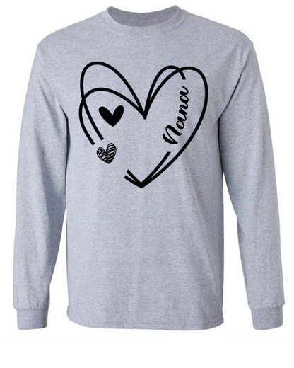 Nana And Kids Hand Draw Heart Custom Name CTH01