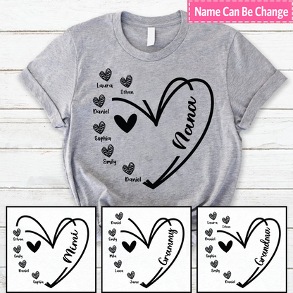 Nana And Kids Hand Draw Heart Custom Name CTH01