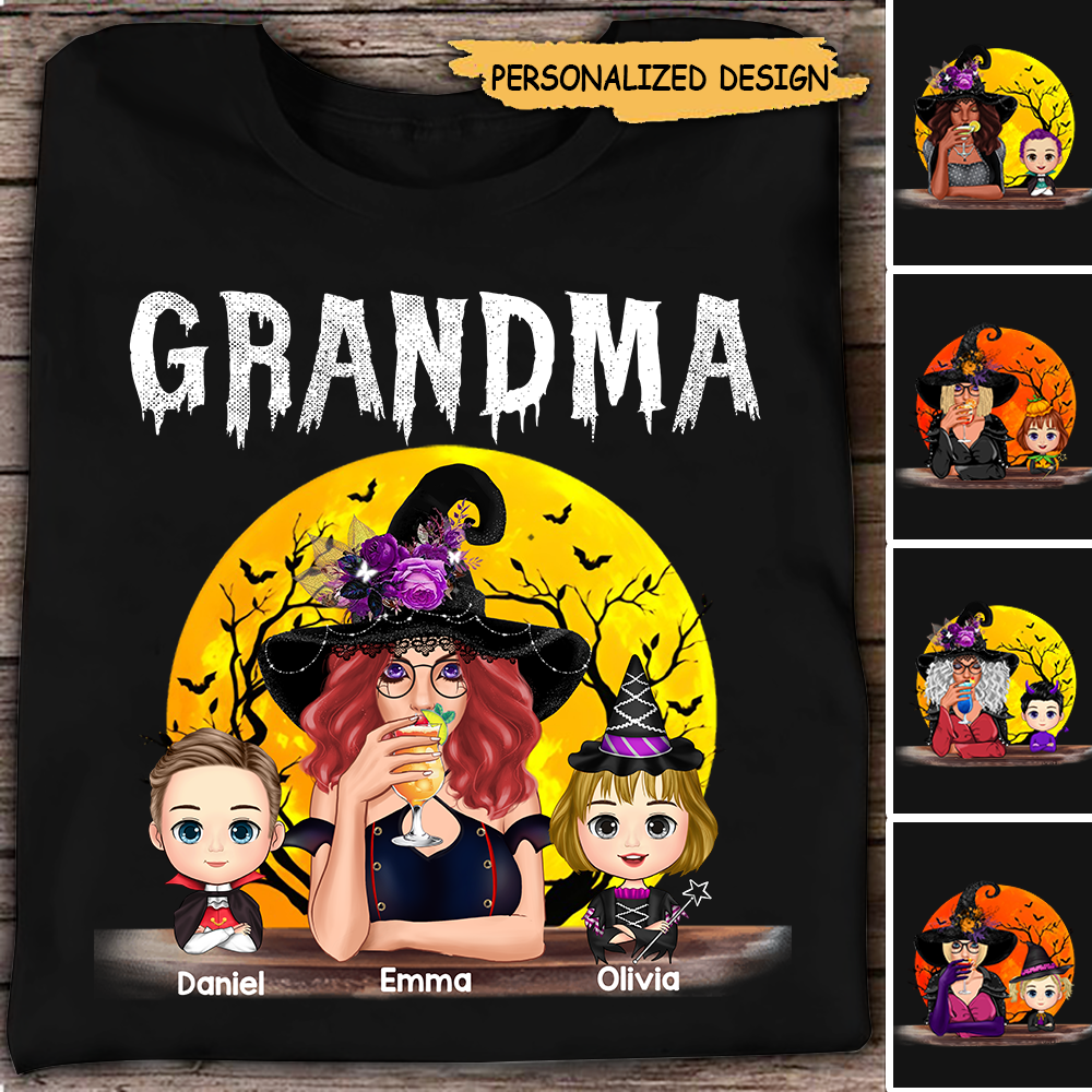 Personalized Grandma And Grandkids Halloween Night, Grandma Gift Halloween TH