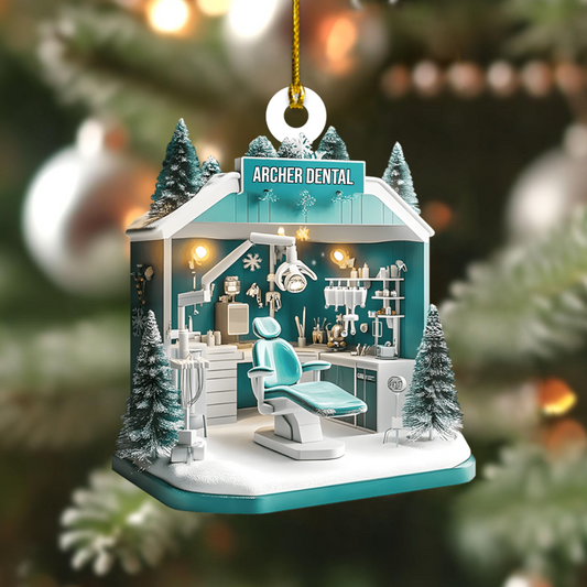 Custom Dentist Office Ornament – Personalized Dental Clinic Name Christmas Tree Decor, Perfect Holiday Gift for Dental Professionals Ornament