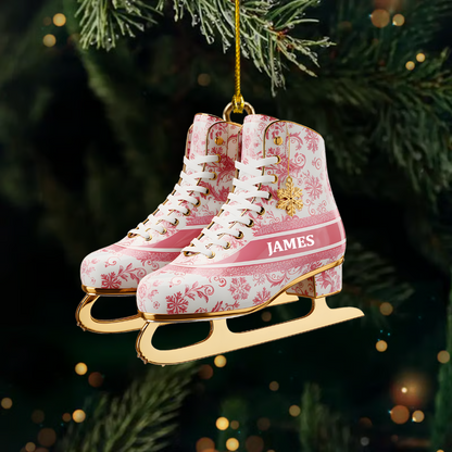 Personalized Ice Skates Ornament – Custom Name Christmas Decor for Skaters & Winter Sports Lovers Ornament