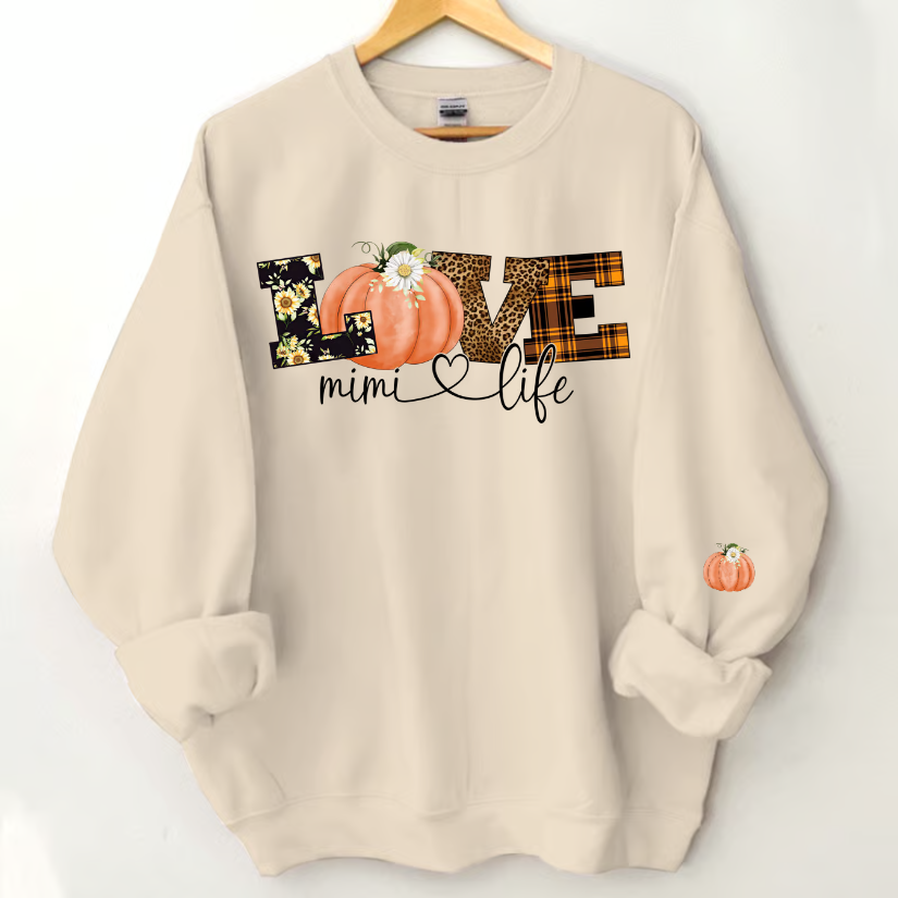 Personalized Love Grandma Life Fall Season Pumpkin Sweatshirt