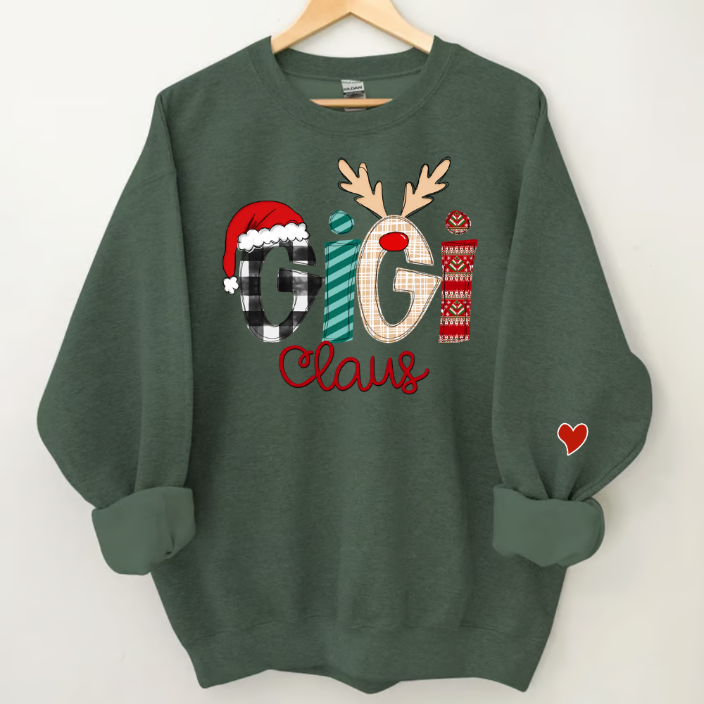 Custom Christmas Gigi Claus Sweatshirt , 2025 Christmas Nana Sweatshirt, Custom Grandma Claus Christmas Sweatshirt