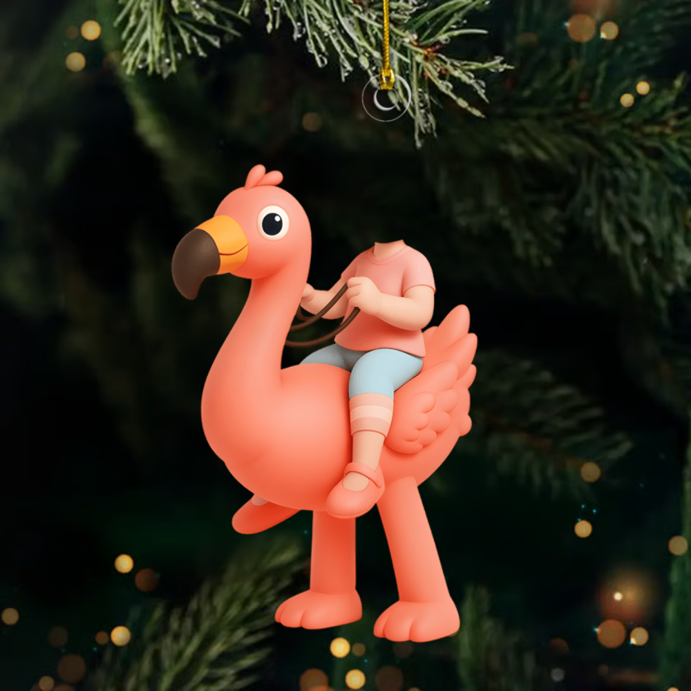 Personalized Flamingo Ornament 2025 – Custom Photo Christmas Tree Decoration, Cute Gift for Kids and Families Ornament
