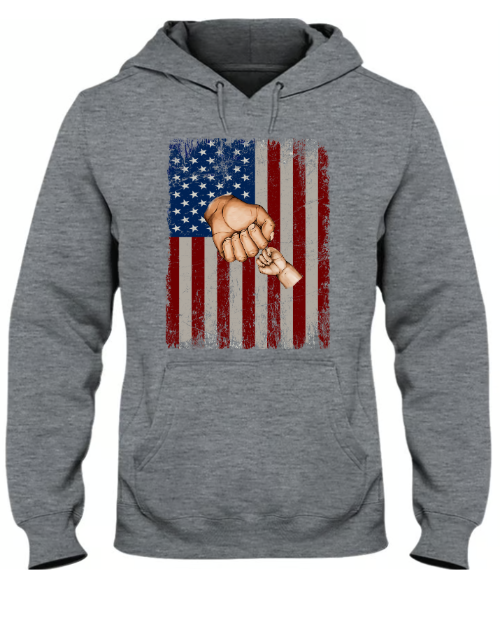Custom Father's Day Shirt, Personalized Papa And Grandkids American Hands Flag Shirt, Best Gift For Dad Grandpa Papa Pops