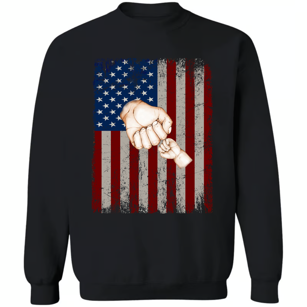 Personalized Papa Hand And Grandkids Flag Sweatshirt